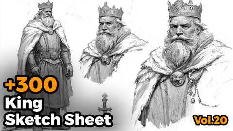 +300 King Sketch Sheet Reference Images(4k)