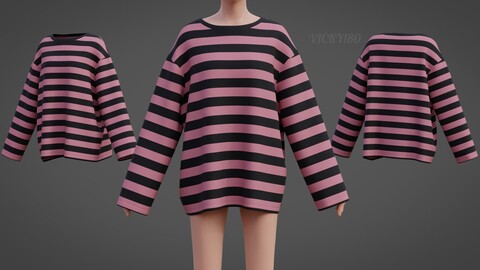 3D Women Harajuku Striped Shirt Grunge Goth Clothes Y2K Sweatshirt Long Sleeve Oversized T Shirts