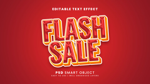 3D Flash Sale. PSD fully editable text effect. Layer style PSD mockup template