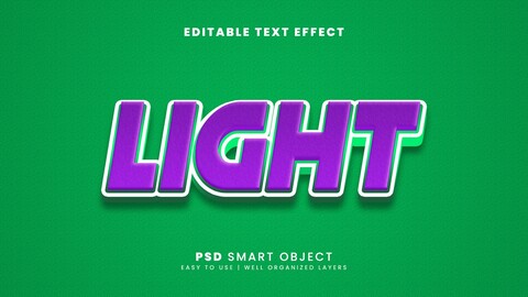 3D Light. PSD fully editable text effect. Layer style PSD mockup template