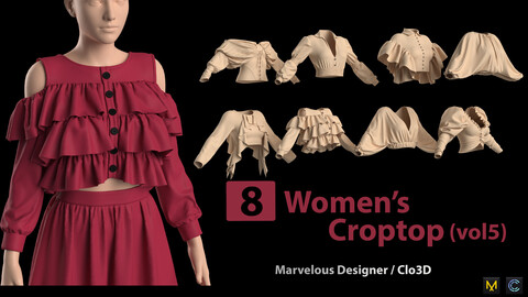 8 women's Croptop(vol5) + Zprj +Obj + Fbx