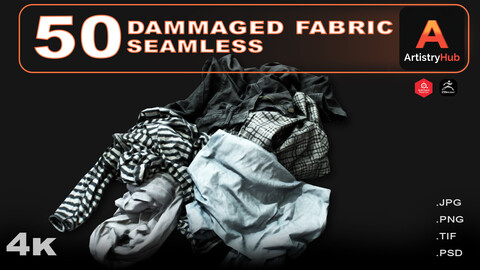 50 Damaged Fabric Seamless 4k Textures for Substance Painter (COUPON Applied)