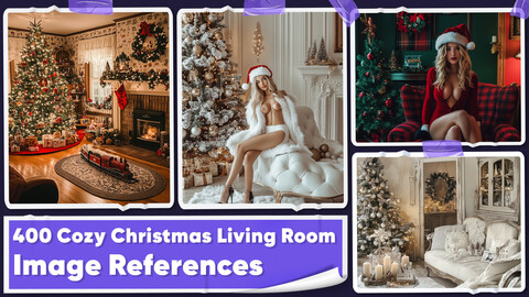 400 Cozy Christmas Living Room Image References - Vol 01