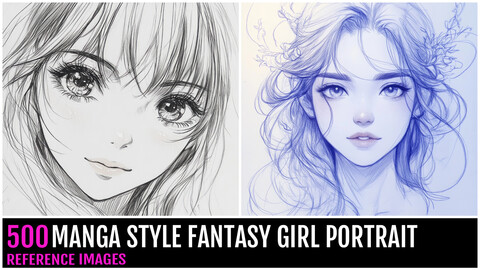 500 Manga Style Fantasy Girl Portrait