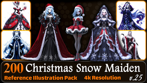 200 Anime Christmas Snow Maiden (Full Body) Reference Pack | 4K | v.25