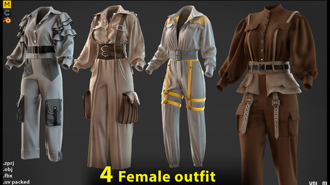 4 female outfit-MD/Clo3d (OBJ+ FBX+ ZPRJ)