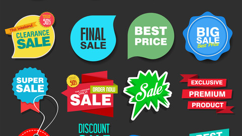 Colorful Promotional Sale Stickers, vector illustration collection, EPS fle