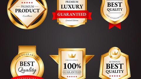 Gradient golden luxury badges, Premium Luxury Guarantee Badges, Golden Tags, EPS File