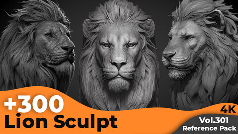 +300 Lion Sculpt Reference Images(4k)