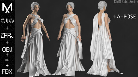 Medieval Outfit Marvelous designer/Clo3d OBJ mtl FBX ZPRJ + A-POSE