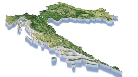 Croatia Hrvatska Terrain Map