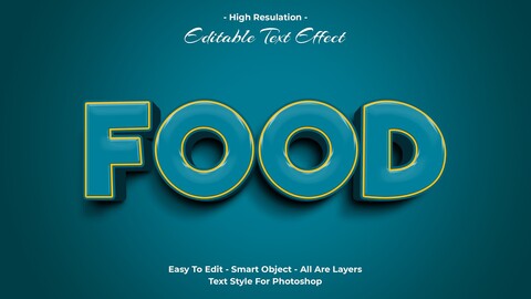 3D Food. PSD fully editable text effect. Layer style PSD mockup template