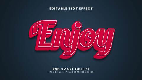 3D Enjoy. PSD fully editable text effect. Layer style PSD mockup template