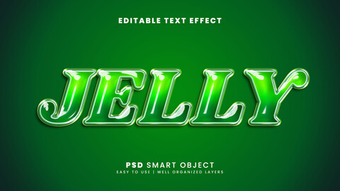 3D Jelly. PSD fully editable text effect. Layer style PSD mockup template