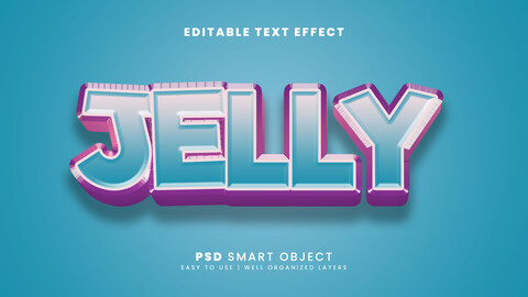 3D Jelly. PSD fully editable text effect. Layer style PSD mockup template