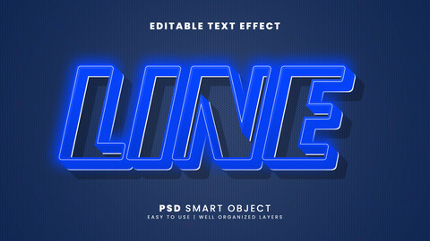 3D Line. PSD fully editable text effect. Layer style PSD mockup template