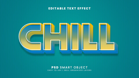 3D Chil. PSD fully editable text effect. Layer style PSD mockup template