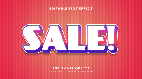 3D Sale. PSD fully editable text effect. Layer style PSD mockup template