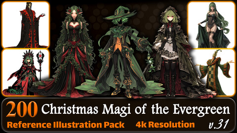 200 Anime Christmas Magi of the Evergreen (Full Body) Reference Pack | 4K | v.31