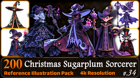 200 Anime Christmas Sugarplum Sorcerer (Full Body) Reference Pack | 4K | v.34