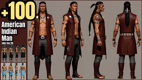 +100 American Indian Man Concept (4k)