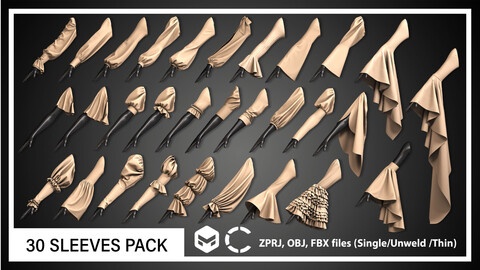 30 SLEEVES PACK (CLO3D, MD PROJECTS+OBJ+FBX)