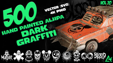 500 Hand Painted Alpha Dark Graffiti (MEGA Pack) - Vol 70