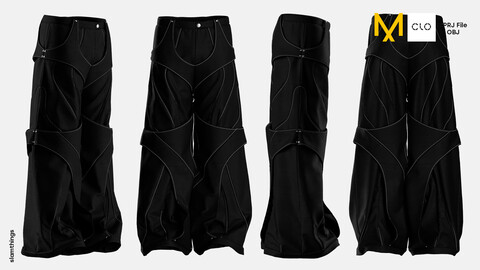 Streetwear Baggy Pants #045 - Clo 3D / Marvelous Designer + FBX / DIGITAL FASHION / HYPEBEAST / FUTURE FASHION / DENIM