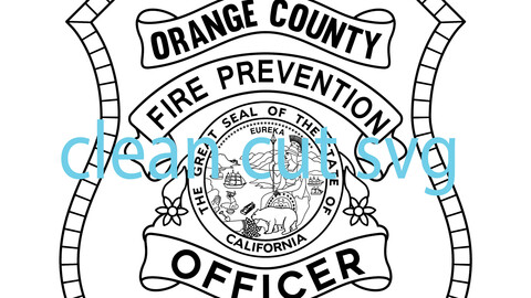 Orange county fire prevention officer california vector file Black white vector outline or line art file for cnc laser cutting, wood, metal engraving, Cricut file, cnc router file, vinyl cutting, digital cutting machine file