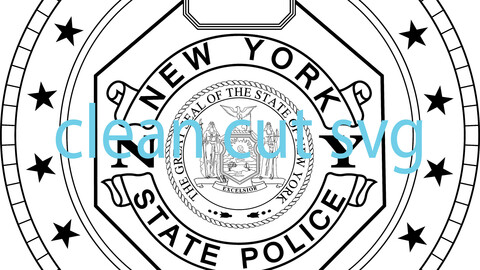 NY State police badge blank tool path vector file Black white vector outline or line art file for cnc laser cutting, wood, metal engraving, Cricut file, cnc router file, vinyl cutting, digital cutting machine file