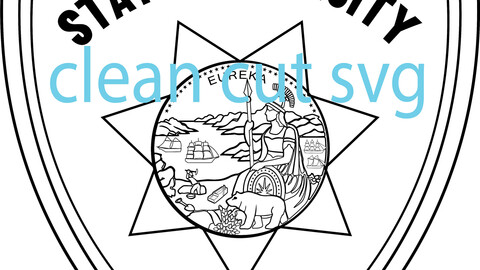 California State Uni Police patch vector file Black white vector outline or line art file for cnc laser cutting, wood, metal engraving, Cricut file, cnc router file, vinyl cutting, digital cutting machine file