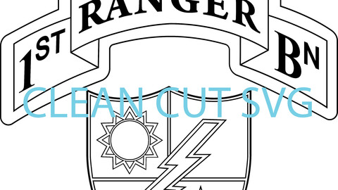 1st Ranger Bn black and white svg dxf cnc cut file tool path vector file Black white vector outline or line art file for cnc laser cutting, wood, metal engraving, Cricut file, cnc router file, vinyl cutting, digital cutting machine file