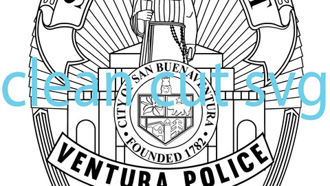 Ventura police sergeant badge outline vector file Black white vector outline or line art file for cnc laser cutting, wood, metal engraving, Cricut file, cnc router file, vinyl cutting, digital cutting machine file