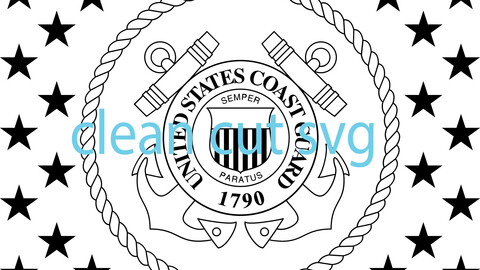 US Coast Guard Flag Union vector file Black white vector outline or line art file for cnc laser cutting, wood, metal engraving, Cricut file, cnc router file, vinyl cutting, digital cutting machine file