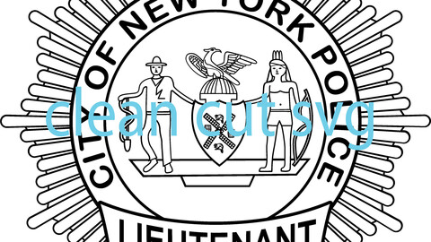 Lieutenant City of New York vector file 2 Black white vector outline or line art file for cnc laser cutting, wood, metal engraving, Cricut file, cnc router file, vinyl cutting, digital cutting machine file