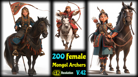 200 Female Mongol Archers - 4K Resolution - V.42