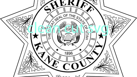 kane county sheriff badge utah vector file Black white vector outline or line art file for cnc laser cutting, wood, metal engraving, Cricut file, cnc router file, vinyl cutting, digital cutting machine file