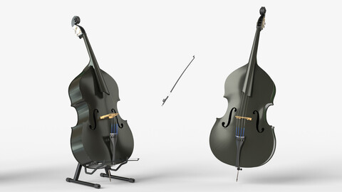 Black Carbon Fiber Double Bass with Bow