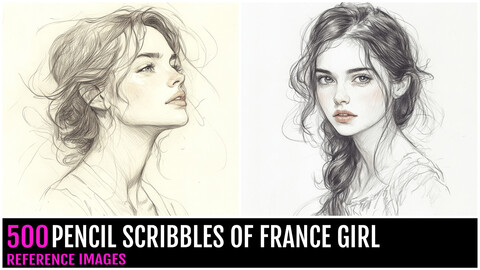 500 Pencil Scribbles Of France Girl