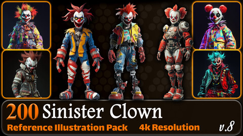 200 Sinister Clown Reference Pack | 4K | v.8