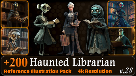 200 Haunted Librarian Reference Pack | 4K | v.28