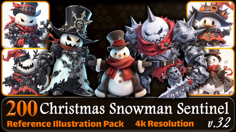 200 Anime Christmas Snowman Sentinel (Full Body) Reference Pack | 4K | v.32