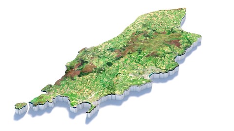 Isle of Man Ellan Vannin Terrain Map