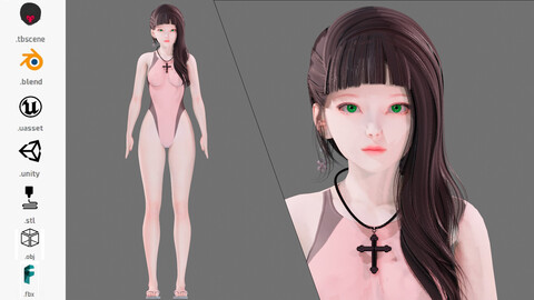 Bikini 0013 - UE5 - Unity - Blender - Animated - Realistic Female Character