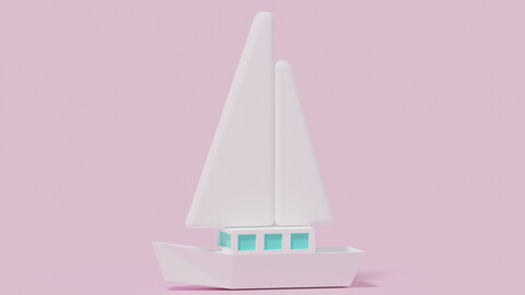 Cartoon Sailing Yacht 3D model