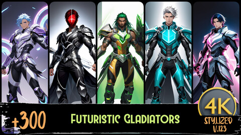 +320 Futuristic Gladiators | 4K Resolution | Manga Stylized Vol.123