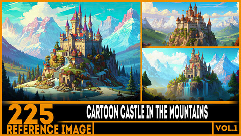 225 ART - Cartoon Castle in the Mountains Reference 4K Package vol.1