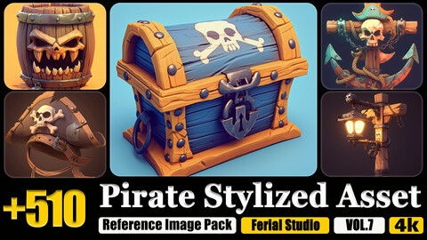 🔹510 Pirate Stylized Asset Reference Image Pack v.7 |4K|