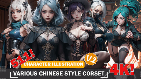 511 Various Chinese Style Corset Designs Diverse Outfit Character Design Reference Art V2 4K