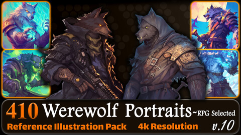 410 Werewolf Portraits - RPG Selected Reference Pack | 4K | v.10